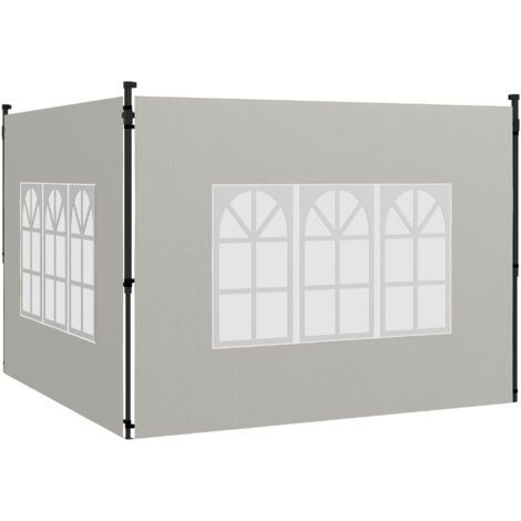 Ensemble de 2 panneaux latéraux pour tonnelles 3x3 et 3x6, étanches, avec fenêtres, blancs (1/5)