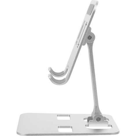 Support de Téléphone Réglable Pliable et Antidérapant en Alliage D'aluminium Argenté pour Smartphones et Tablettes, pour Bureau et Voyage (1/5)