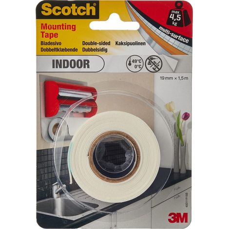 Scotch 40011915B Nastro Biadesivo in Schiuma, Bianco, 1.5 mm x 19 mm (1/4)