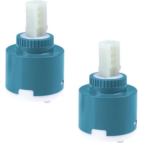 2 x Ceramic Faucet Cartridges for Mixer Valve Replacement 40mm Basin Replacement Disc Cartridge for Single Handle Faucet Valve Repair - Blue (1/5)