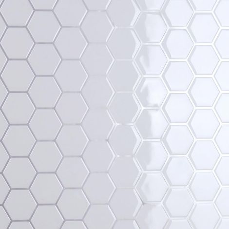 Adhesive Blanc Hexagone Effet 3D Autocollant Carrelage Carreaux Adhesif Cuisine Carrelage Adhesif Mural Salle de Bain Imperméable Adhesive Cheminee 4 Pièces 30.5cm x 30.5cm (1/5)