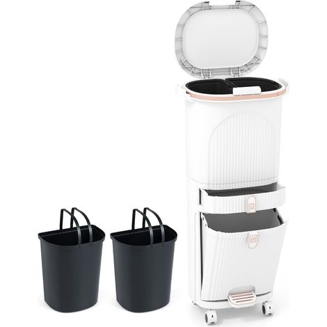 Pattumiera da cucina da 42 litri con coperchio e 3 scomparti