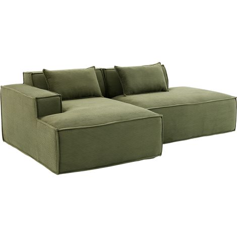 Divano in tessuto verde 233 cm con 2 cuscini e imbottitura a molle e schiuma MODENUIT (1/5)