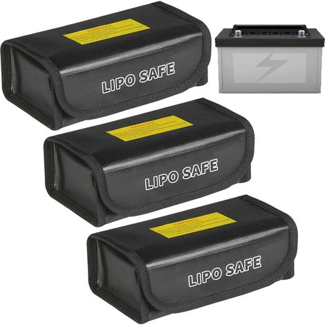 Lot de 3 sacs de protection pour batterie LiPo, ignifuge, anti-explosion, protection ignifuge pour chargement et transport