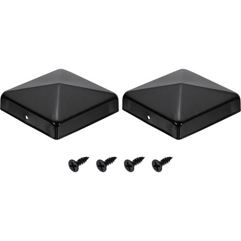 2Pcs Caps Pour Poteaux De Clôture, 90mm/3.54-inch Caps Carrés Pour Colonnes, Pyramidaux En Fer Étanche Avec Vis Clôture Métallique En Bois Terrasse Boîte Aux Lettres. (1/5)