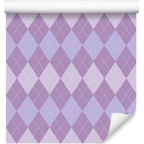 Carta da parati con diamanti pastello, lavanda, viola e blu, 50x1000 cm (1/5)