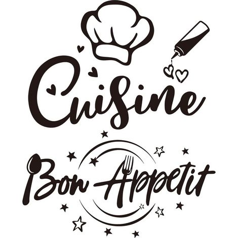 Stickers Muraux Autocollant Texte Française Cuisine et Bon Appetit Citation Restaurant Salle à Manger Décoration Home Décalque Wall Sticker DIY Peinture Chambre Salon (1/5)