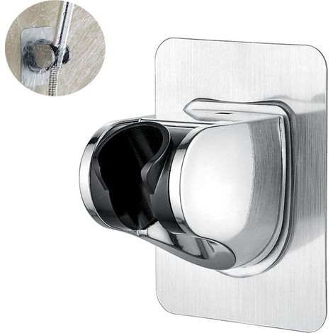 Support de douche sans perage Colle 3M - Support de pommeau de douche universel, réglable (45°), pour pommeau de douche de salle de bain, chromé (1/5)