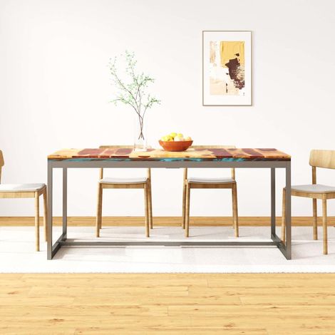 vidaXL Table à manger Bois massif et acier 180 cm (1/5)
