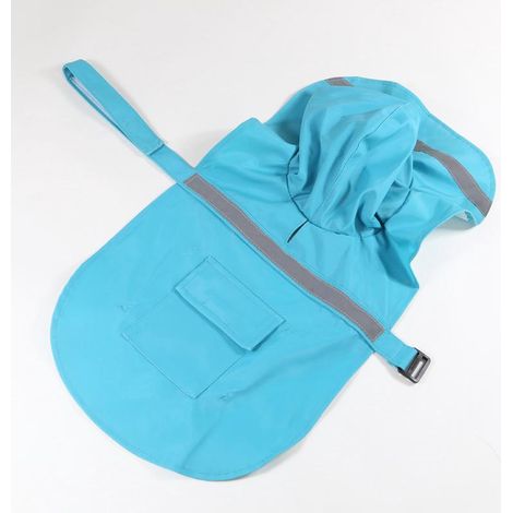Manteau imperméable bleu clair ajustable pour chien avec capuche réflectif, taille S/M, vêtement de pluie pour petit, moyen et grand chien (1/5)