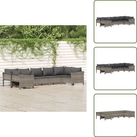 Cojines para sofás - vidaXL Set de muebles de jardín 7 pzas y cojines ratán sintético gris - Muebles exteriores