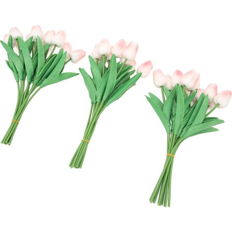 Lot de 30 tulipes artificielles rose pêche, reproduction innovante et artisanale en polyuréthane, idéales pour la décoration de la maison, des mariages et des fêtes. (1/5)