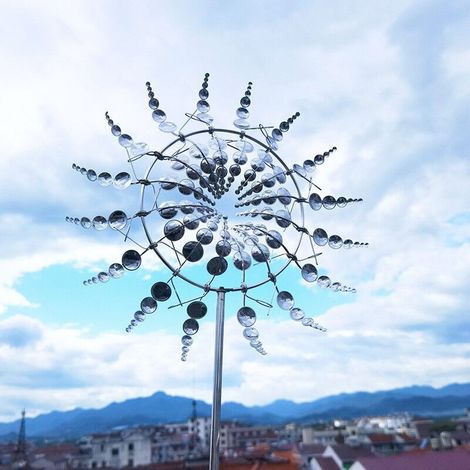 [NIEMALS VERWENDET] Magische 3D-Windmühle aus Metall – kinetische Windturbine für Garten, Terrasse, Rasendekoration