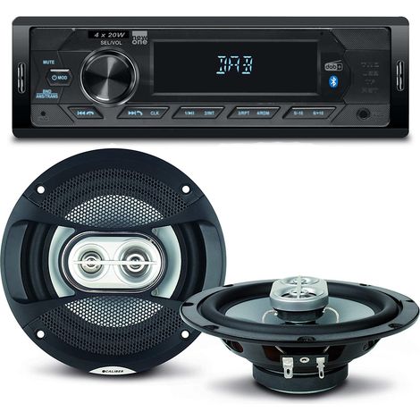 Pack sono voiture Auto Radio NewOne AR390DAB 80 Watts + 2 haut parleurs 16,5cm 120W