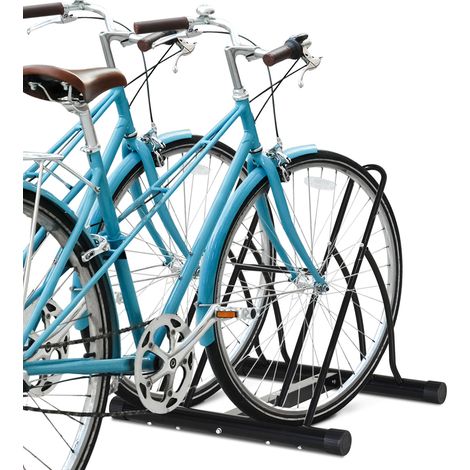 Portabici modulare per 2 biciclette, dimensioni 54L x 60W x 57H cm, acciaio verniciato a polvere epossidica nera.