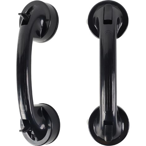 Poignée Ventouse Barre d'Appui Douche 2 Pièces, Barre de Douche Amovible Réutilisable en Plastique, Noir - Poignée pour Baie Vitrée, Armoire, Porte Vitrée, Salle de Bains