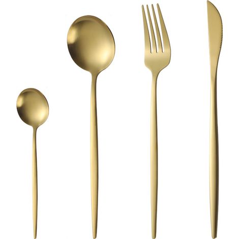 Couverts - Ensemble Acier Inoxydable Pour 2 Personnes - Fourchettes Cuillères Couteaux Cuillères À Café - 8 Pièces (1/5)