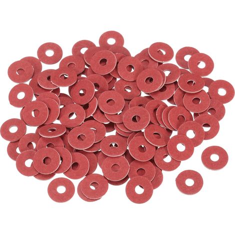 220 Pcs Rondelles Plates M4 En Fibre, Rondelles D'Isolation 4mm ID 8mm OD 0.5mm Épais Joints En Papier D'Acier Rouge Pour Fixation De Plomberie Réparation Générale De Machinerie (1/5)