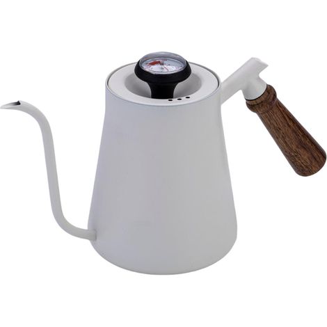 Teekessel aus Edelstahl mit Holzgriff und Thermometer – Präzise Temperaturregelung, ideal für Tee und Kaffee