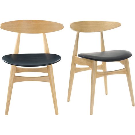 Stuhl Holz h und PU Schwarz skandinavisches / japanisches Design WALFORD
