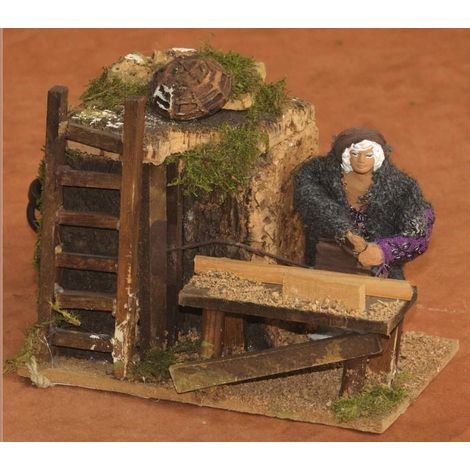 84118 Falegname cm14x10cm a movimento - PERSONAGGIO PRESEPE NATALE