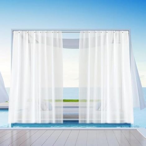 SUNOYA 2 Pièces Rideaux D'extérieur, 132x213cm Rideau D'extérieur Imperméable, Transparents Rideau Imperméable Extérieur, Rideau Pergola Extérieur pour Balcon, Terrasse, Brise-Vue, Protection Solaire (1/5)