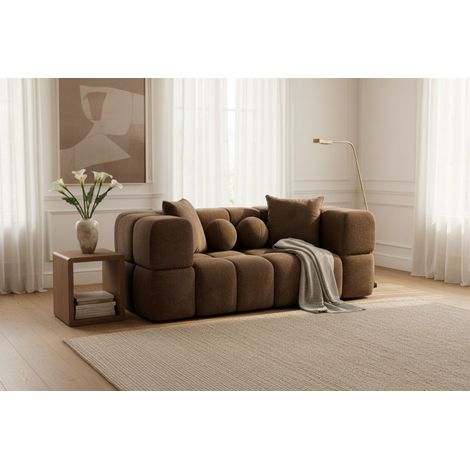 Sofa Designersofa VEGA 3-Sitzer in Stoff Egon Dunkelbraun