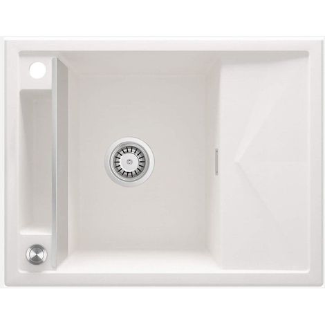 Lavello cucina in granito con 1 vasca e gocciolatoio 64x50 cm alabastro - Vora