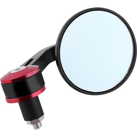 Paire de rétroviseurs d'extrémité de guidon ronds 22 mm universels pour moto, miroirs latéraux rouges, fixation sur embouts de guidon (1/4)