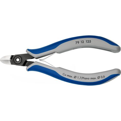 KNIPEX 79 12 125 Präzisions-Elektronik-Seitenschneider mit Mehrkomponenten-Hüllen brüniert 125 mm