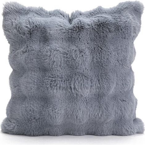 Lot de 2 housses de coussin en fausse fourrure de lapin (coussin non inclus),peluche moelleuse 45 x 45 cm (1/4)
