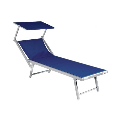 Bain de soleil en aluminium avec capote, bleu MALIGI HOME MG-DARIA Bleu (1/2)