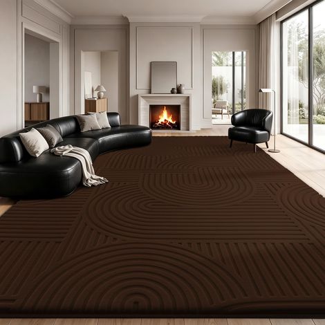 Grand Tapis pour Salon 140x200cm, Tapis en Café Peluche (1/5)