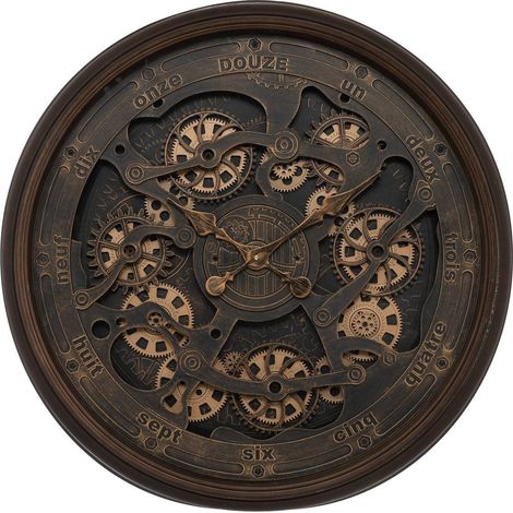 Atmosphera – Horloge murale D76 mécanique à rouages – Cadran en verre – Cadre en polypropylène – Dimensions D. 76 x P. 10 cm – Mécanisme silencieux (1/5)