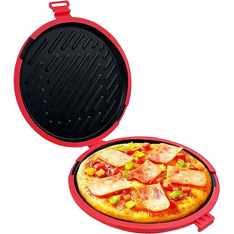 Teglia rotonda in silicone alimentare, antiaderente, adatta al microonde, ideale per torte, pizze, brownie e cheesecake (rossa) (1/5)