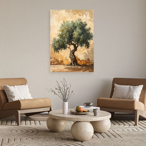Wandbild Olivenbaum vor einer Wand in Beige 60x90 (1/4)