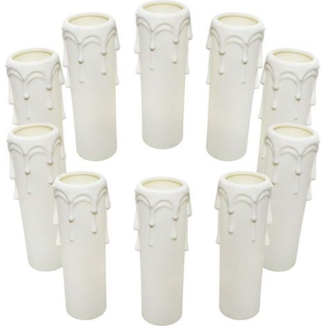 Paquet de 10 bougies gouttes gouttes en plastique couvre les tubes pour lustre lumière pendants luminaires blanc (1/5)