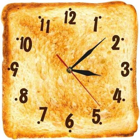Wanduhr, geräuschlose Uhr, modernes Uhrendesign, trendige Wanduhr, ausgefallene Toastuhr, kreative Wanddekoration 30x30x4m für Wohnzimmer und Schlafzimmer (1/5)
