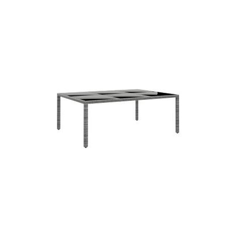 Table de jardin 200x150x75 Verre trempé-résine tressée Gris (1/5)