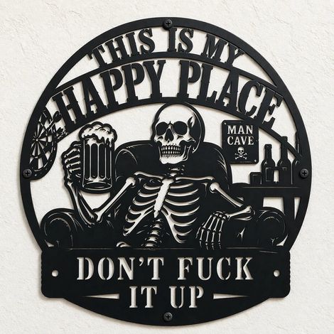 "This is my happy place" Cave-themed Iron Art Outdoor Office Christmas Decoration - Large Size (4040cm)