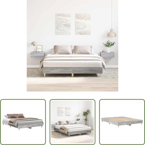 vidaXL Sommier à lattes - Cadre de lit sans matelas sonoma gris 150x200 cm (1/5)