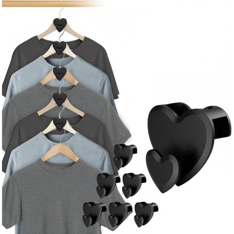 Crochets gain de place en forme de cœur - Extensions de cintres pour garde-robe (12 pièces, en forme de cœur)