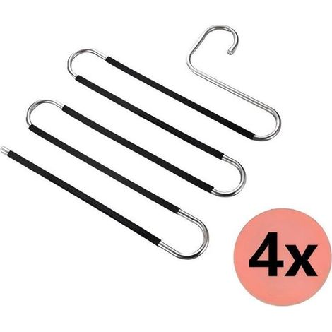 Percha para pantalones en forma de S，juego de 4，acero inoxidable，ideal para guardar ropa en el armario，36,5 x 32,5 cm，Estilo 2 (1/5)