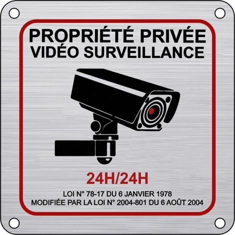 Aluminium-Überwachungskamera-Schild, 15 × 15 cm, 24-Stunden-Videoüberwachung für die Familie, inklusive Aufkleber und Montagematerial (1/5)