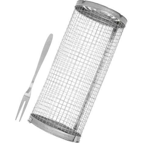 Grille cylindrique en acier inoxydable pour barbecue, panier roulant à grillades pour poisson, légumes et frites (1/5)