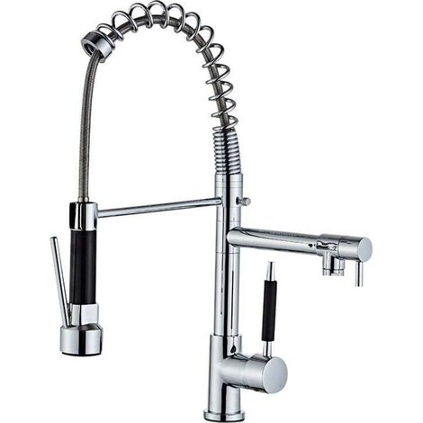 Kitchen Faucet, Spring Kitchen Mixer Tap, 360° Swivel, Cold & Hot Available, Chrome-Plated Brass. (1/5)