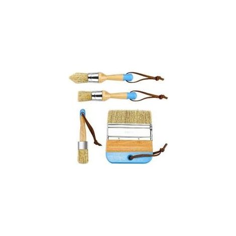 Pinceau à craie, pinceau à craie et à cire en bois, pinceau à pochoir naturel, pinceau à poils ronds, peinture DIY, pinceau à cire pour meubles en bois, décoration intérieure (1/5)