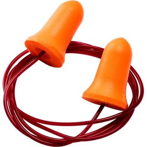 Tappi per le orecchie Bell Confort in schiuma PU con cordino (200 paia) - Arancione - Portwest