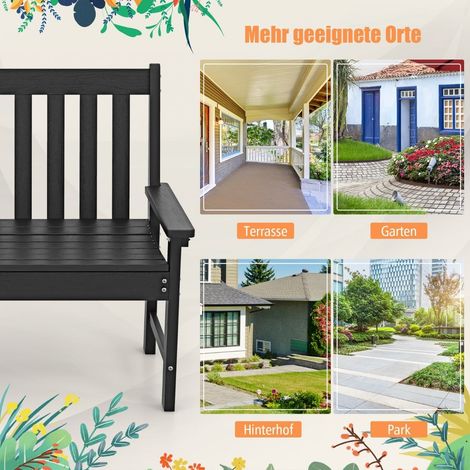 Panca da giardino in HDPE resistente alle intemperie per esterni per 2-3 posti