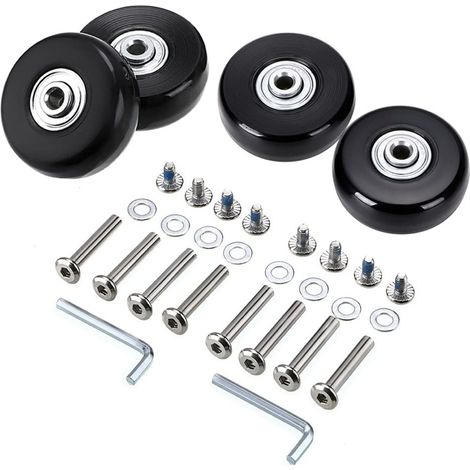 Roue De Valise - 45 X 18 Mm - Diamètre Intérieur Palier 6 Mm - Diamètre Extérieur Palier 21 Mm - Avec Axes 33 Mm Et 36 Mm - Lot De 2 (1/5)